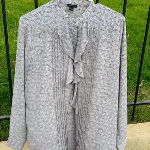 Ann Taylor Gray Ruffle Blouse